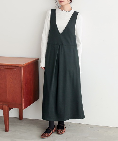 n'OrLABEL（ノアールレーベル）の「『裏シャギージャンパースカート』（ジャンパースカート・レディース・チャコールグレー/グリーン/ブラック・1/2）」の6枚目の写真