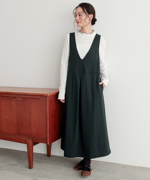 n'OrLABEL（ノアールレーベル）の「『裏シャギージャンパースカート』（ジャンパースカート・レディース・チャコールグレー/グリーン/ブラック・1/2）」の9枚目の写真