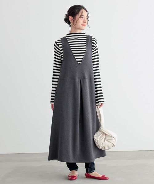 n'OrLABEL（ノアールレーベル）の「『裏シャギージャンパースカート』（ジャンパースカート・レディース・チャコールグレー/グリーン/ブラック・1/2）」の14枚目の写真