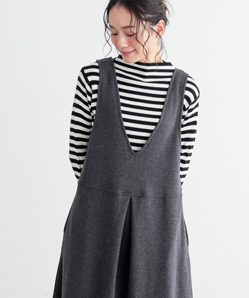 n'OrLABEL（ノアールレーベル）の「『裏シャギージャンパースカート』（ジャンパースカート・レディース・チャコールグレー/グリーン/ブラック・1/2）」の12枚目の写真