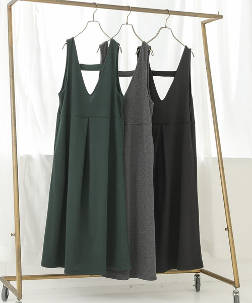 n'OrLABEL（ノアールレーベル）の「『裏シャギージャンパースカート』（ジャンパースカート・レディース・チャコールグレー/グリーン/ブラック・1/2）」の4枚目の写真