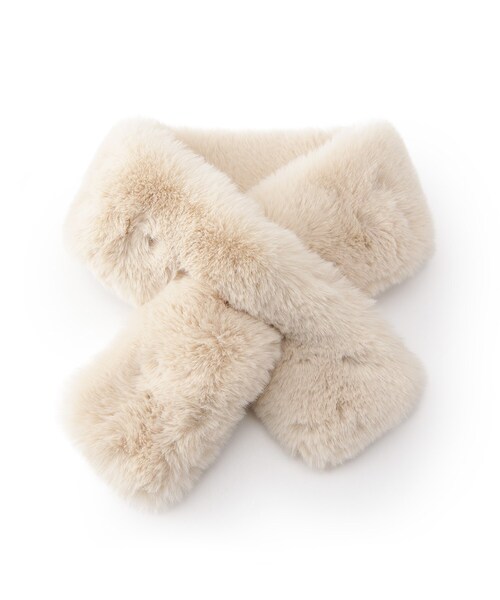 SHOO・LA・RUE（シューラルー）の「フェイクファー差し込みマフラー（ストール/ショール・レディース・ピンク系/ベージュ/ダークグレー/ブラウン系/オフホワイト・00）」の4枚目の写真