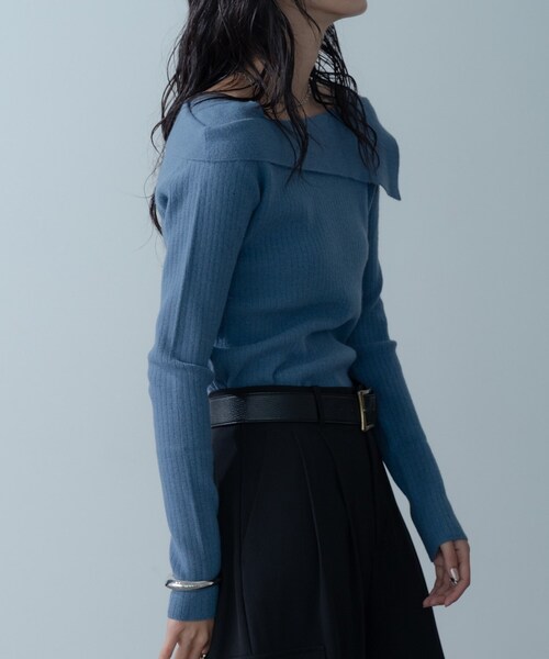 GALLEST（ギャレスト）の「【再入荷】アシメオフショルニット（ニット/セーター・レディース・ブラック/ライトブルー/チャコール・38）」の9枚目の写真