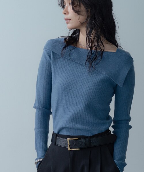 GALLEST（ギャレスト）の「【再入荷】アシメオフショルニット（ニット/セーター・レディース・ブラック/ライトブルー/チャコール・38）」の11枚目の写真