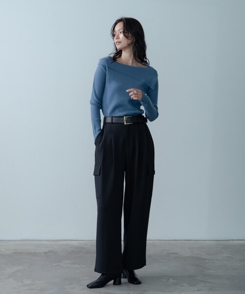 GALLEST（ギャレスト）の「【再入荷】アシメオフショルニット（ニット/セーター・レディース・ブラック/ライトブルー/チャコール・38）」の12枚目の写真