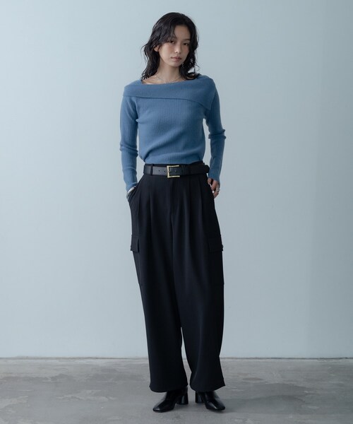 GALLEST（ギャレスト）の「【再入荷】アシメオフショルニット（ニット/セーター・レディース・ブラック/ライトブルー/チャコール・38）」の13枚目の写真