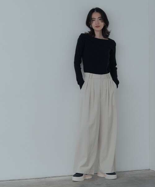 GALLEST（ギャレスト）の「【再入荷】アシメオフショルニット（ニット/セーター・レディース・ブラック/ライトブルー/チャコール・38）」の17枚目の写真