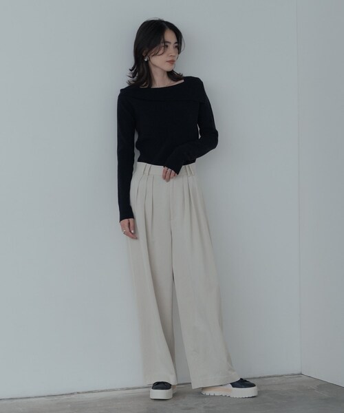 GALLEST（ギャレスト）の「【再入荷】アシメオフショルニット（ニット/セーター・レディース・ブラック/ライトブルー/チャコール・38）」の18枚目の写真