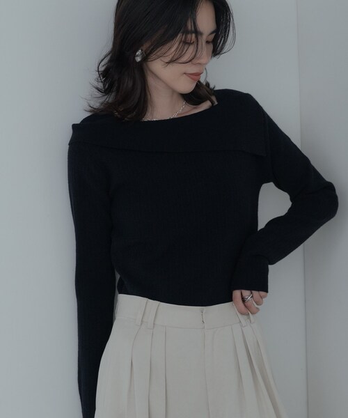 GALLEST（ギャレスト）の「【再入荷】アシメオフショルニット（ニット/セーター・レディース・ブラック/ライトブルー/チャコール・38）」の19枚目の写真