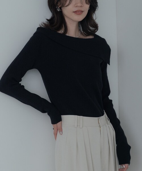 GALLEST（ギャレスト）の「【再入荷】アシメオフショルニット（ニット/セーター・レディース・ブラック/ライトブルー/チャコール・38）」の20枚目の写真