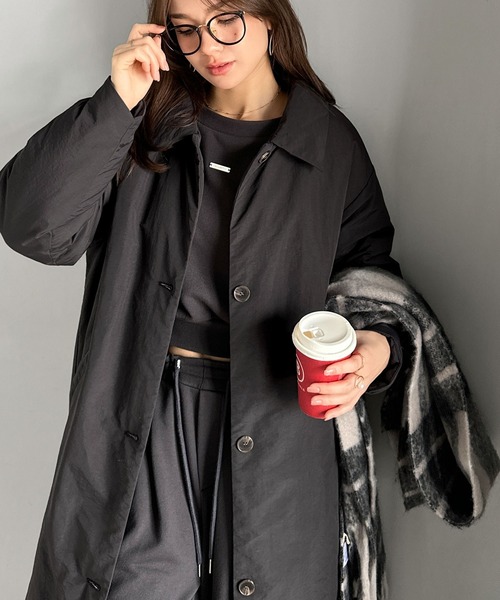 classicalelf（クラシカルエルフ）の「《marina×クラシカルエルフコラボ》ゆるっとダボっと大人の抜け感♪あたたか機能性アウター◎襟付き中綿ロングコート（ダウンジャケット/コート・レディース・ブラック/アイボリー・LARGE/MEDIUM/SMALL/X-LARGE）」の20枚目の写真