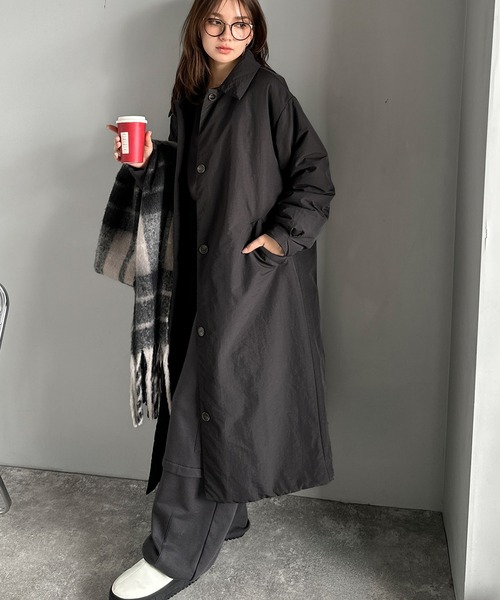 classicalelf（クラシカルエルフ）の「《marina×クラシカルエルフコラボ》ゆるっとダボっと大人の抜け感♪あたたか機能性アウター◎襟付き中綿ロングコート（ダウンジャケット/コート・レディース・ブラック/アイボリー・LARGE/MEDIUM/SMALL/X-LARGE）」の21枚目の写真