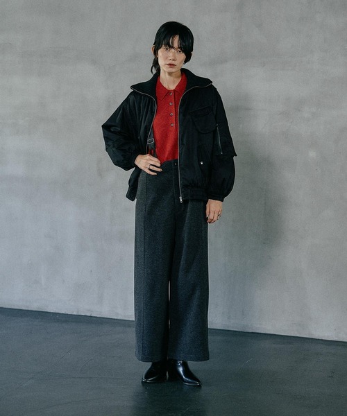 LEPSIM（レプシィム）の「襟ニットミリタリーブルゾン　599149（ブルゾン・レディース・カーキ/ブラック・FREE）」の3枚目の写真