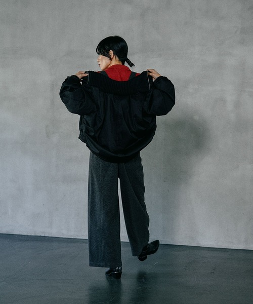 LEPSIM（レプシィム）の「襟ニットミリタリーブルゾン　599149（ブルゾン・レディース・カーキ/ブラック・FREE）」の5枚目の写真