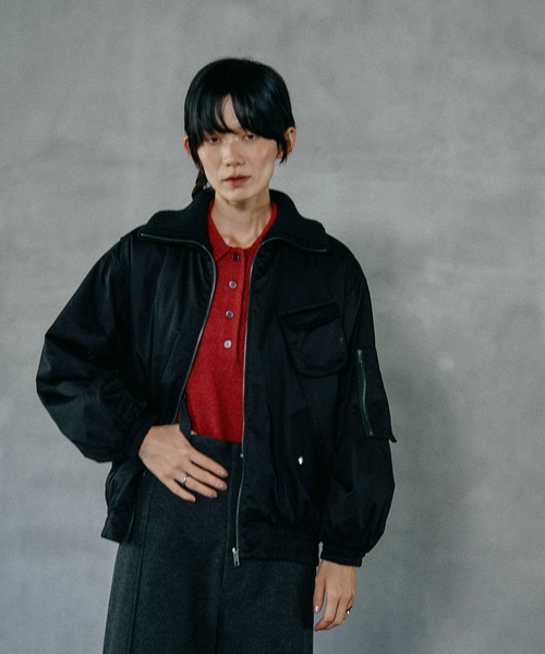 LEPSIM（レプシィム）の「襟ニットミリタリーブルゾン　599149（ブルゾン・レディース・カーキ/ブラック・FREE）」の7枚目の写真