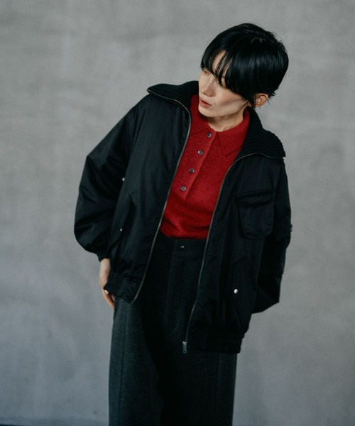 LEPSIM（レプシィム）の「襟ニットミリタリーブルゾン　599149（ブルゾン・レディース・カーキ/ブラック・FREE）」の8枚目の写真