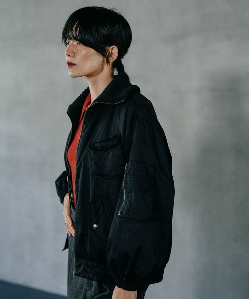 LEPSIM（レプシィム）の「襟ニットミリタリーブルゾン　599149（ブルゾン・レディース・カーキ/ブラック・FREE）」の9枚目の写真