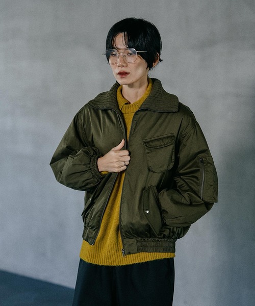 LEPSIM（レプシィム）の「襟ニットミリタリーブルゾン　599149（ブルゾン・レディース・カーキ/ブラック・FREE）」の16枚目の写真