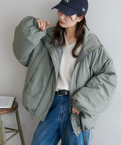 DISCOAT（ディスコート）の「【WEB限定】スタンドショートモンスタージャケット（ダウンジャケット/コート・レディース・モスグリーン/ホワイト/ベージュ/カーキ/ブラック・FREE）」の5枚目の写真