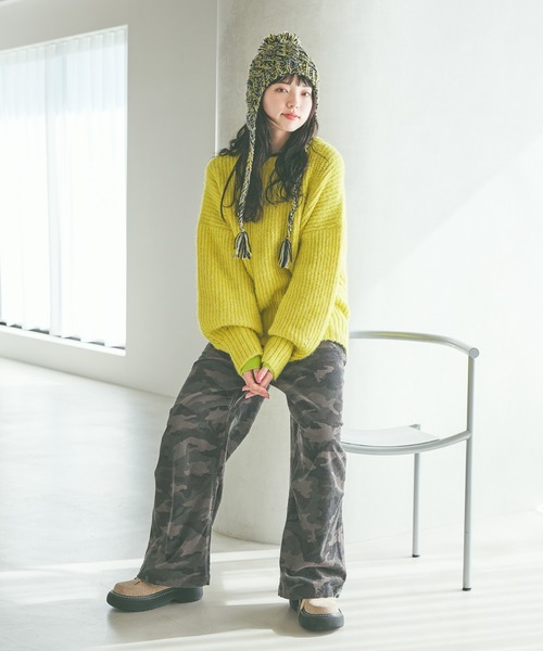 niko and...（ニコアンド）の「オリジナルイヤーフラップニット帽（ニットキャップ/ビーニー・レディース・オレンジ/イエロー・0）」の6枚目の写真