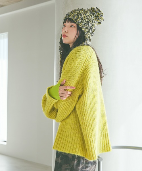 niko and...（ニコアンド）の「オリジナルイヤーフラップニット帽（ニットキャップ/ビーニー・レディース・オレンジ/イエロー・0）」の5枚目の写真