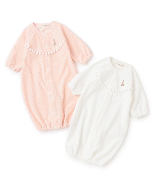 Sophie la girafe（ソフィーラジラフ）の「水玉ベロア2WAYオール【日本製】（ロンパース・キッズ・オフホワイト/ピンク・50-70cm）」の11枚目の写真