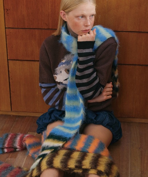 ADDITION STORE(アディションストア)の「【再入荷】\もふもふ/ ボーダー柄 モヘア マフラー / Striped mohair muffler / asmm(マフラー・レディース・A/B/C/D/E/F・ONE SIZE)」の8枚目の写真