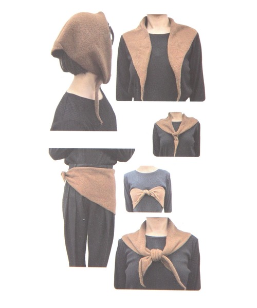 GLOBAL WORK（グローバルワーク）の「トライアングルニットスカーフ/611235（マフラー・レディース・ブラック/グレー/ダークブラウン/ベージュ/ライトブルー・FREE）」の10枚目の写真