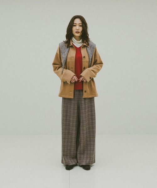 GLOBAL WORK（グローバルワーク）の「トライアングルニットスカーフ/611235（マフラー・レディース・ブラック/グレー/ダークブラウン/ベージュ/ライトブルー・FREE）」の21枚目の写真