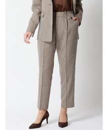 SUIT SQUARE | CHANTOWA タックテーパードパンツ ウォッシャブル ツイードライクシャンブレー 織柄(スラックス)