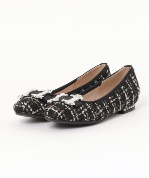Bridget Birkin(ブリジットバーキン)の「【Bridget Birkin】スクエアビジューフラットシューズ(51523B)(バレエシューズ・レディース・ブラック/マルチ/ブラック系その他・22.5/23/23.5/24/24.5)」の3枚目の写真