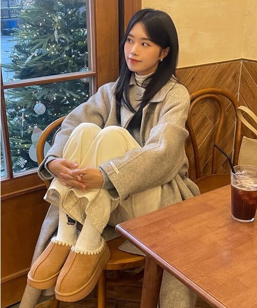 SALT AND CHOCOLATE(ソルトアンドチョコレート)の「SAC ピーナッツウールスリッパ 412443001 (4cm)(サンダル・レディース・ベージュ・23cm/24cm/25cm)」の13枚目の写真