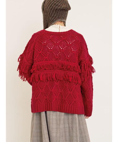 Fluffy Wool Blend】フリンジ前後2WAYニット（カーディガン/ボレロ