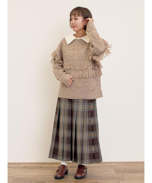 Samansa Mos2(サマンサ モスモス)の「【Fluffy Wool Blend】フリンジ前後2WAYニット(カーディガン/ボレロ・レディース・オフホワイト/ベージュ/レッド・F)」の13枚目の写真