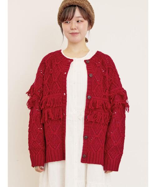 Fluffy Wool Blend】フリンジ前後2WAYニット（カーディガン/ボレロ