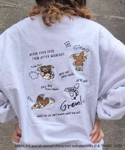 Bleu Bleuet（ブルーブルーエ）の「グレムリン刺繍トレーナー（スウェット・レディース・ライトグレー/ネイビー・M）」の6枚目の写真
