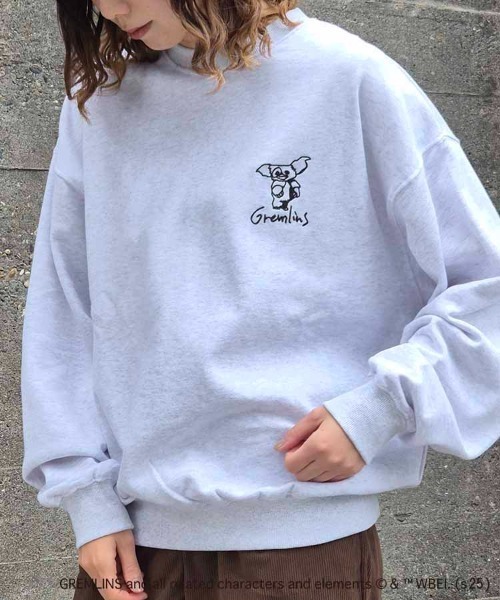 Bleu Bleuet（ブルーブルーエ）の「グレムリン刺繍トレーナー（スウェット・レディース・ライトグレー/ネイビー・M）」の9枚目の写真