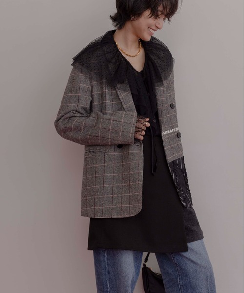 チェックツィード ロゴテープジャケット Eimee Law│Eimee Law