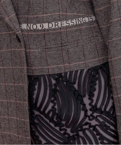 Eimee Law(エイミーロウ)の「チェックツィード ロゴテープジャケット(テーラードジャケット・レディース・ブラウン/ブラック系/チャコールグレー・FREE)」の12枚目の写真