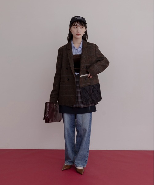 チェックツィード ロゴテープジャケット（テーラードジャケット