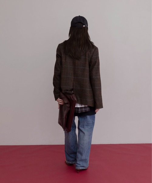 チェックツィード ロゴテープジャケット（テーラードジャケット