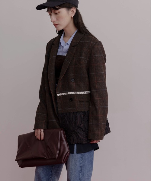 チェックツィード ロゴテープジャケット Eimee Law│Eimee Law