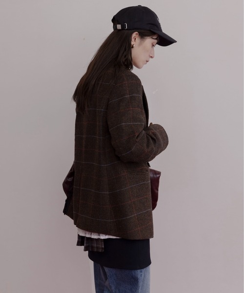 チェックツィード ロゴテープジャケット（テーラードジャケット