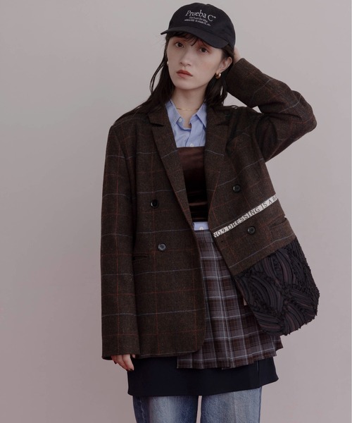 チェックツィード ロゴテープジャケット（テーラードジャケット