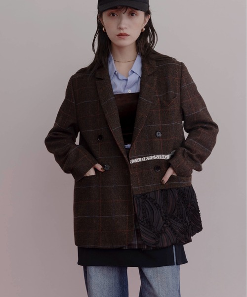 Eimee Law(エイミーロウ)の「チェックツィード ロゴテープジャケット(テーラードジャケット・レディース・ブラウン/ブラック系/チャコールグレー・FREE)」の20枚目の写真