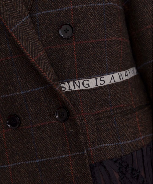 Eimee Law(エイミーロウ)の「チェックツィード ロゴテープジャケット(テーラードジャケット・レディース・ブラウン/ブラック系/チャコールグレー・FREE)」の21枚目の写真