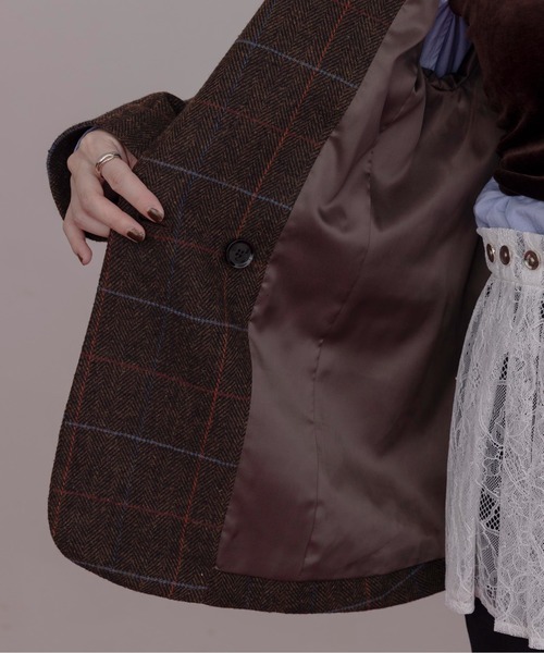 Eimee Law(エイミーロウ)の「チェックツィード ロゴテープジャケット(テーラードジャケット・レディース・ブラウン/ブラック系/チャコールグレー・FREE)」の22枚目の写真