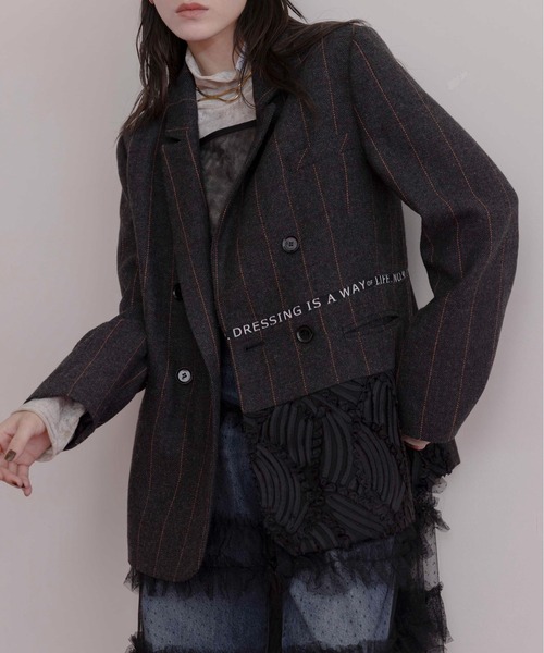 本日限定　エイミーロウ　チェックツィードロゴテープジャケット　Eimee Law チェックツィード ロゴテープジャケット（テーラードジャケット