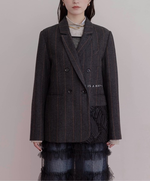 本日限定　エイミーロウ　チェックツィードロゴテープジャケット　Eimee Law チェックツィード ロゴテープジャケット（テーラードジャケット
