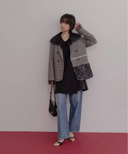 チェックツィード ロゴテープジャケット Eimee Law│Eimee Law